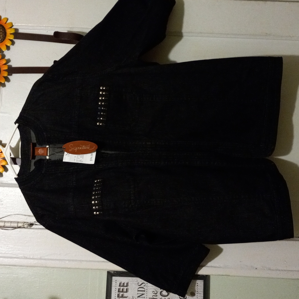 Liz & Me Signature 1X, Dark Blue Denim Blazer/Jacket NWT